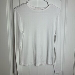 Nuuds Slinky Rib Long Sleeve Ribbed T Shirt Size Large - White - EUC